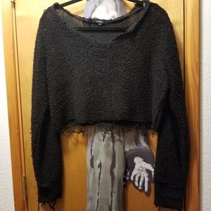 Raw Edge Cropped Sweater